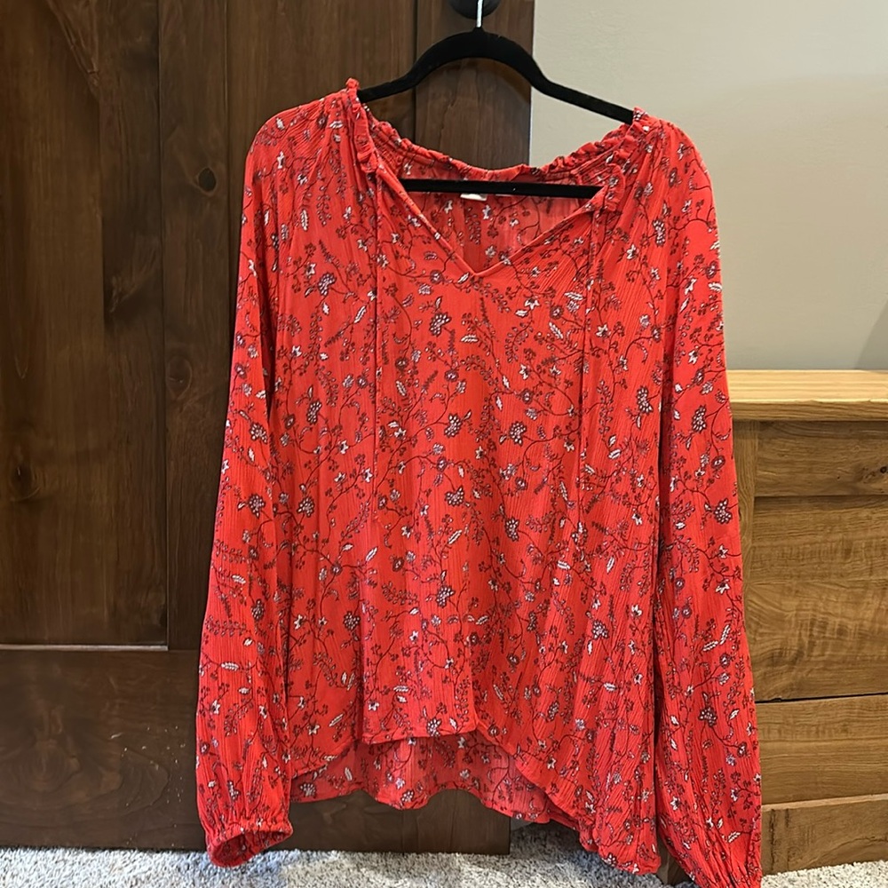 Gap Red Floral Blouse